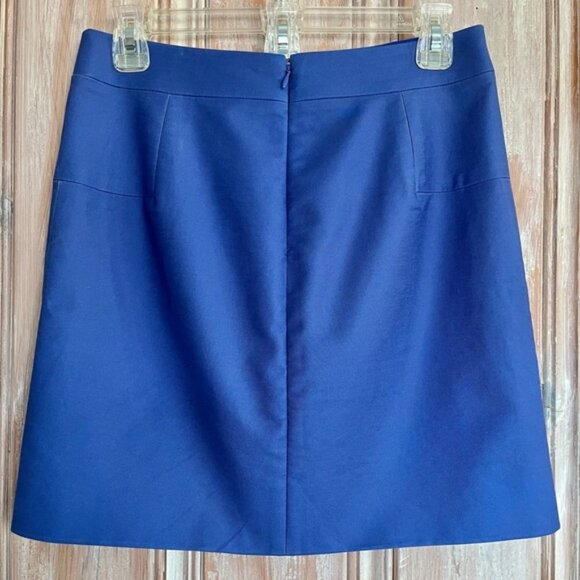 J. Crew Cotton Mini Skirt Sapphire Blue Preppy Office Like New Size 4 - Picture 4 of 8